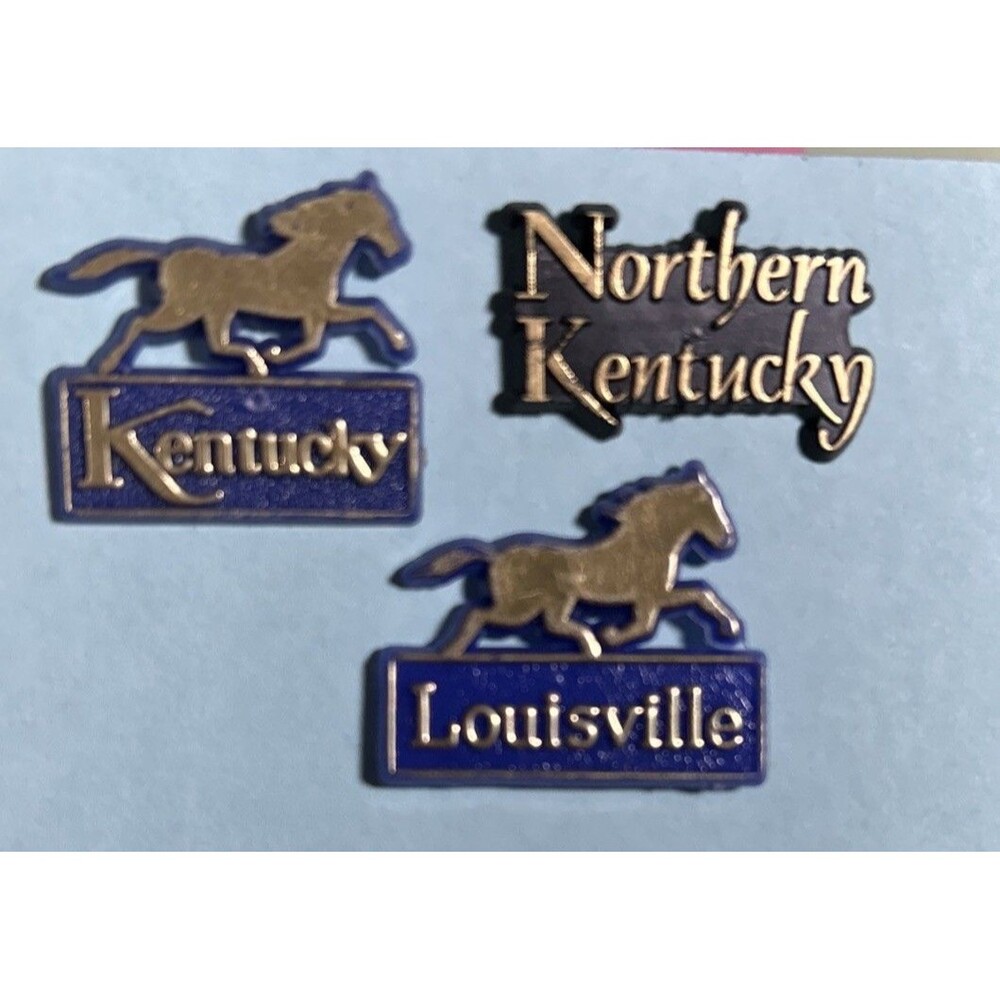 3 Kentucky ,Louisville, &Northern Ky - Horse Logo Souvenir Lapel / Hat Pins